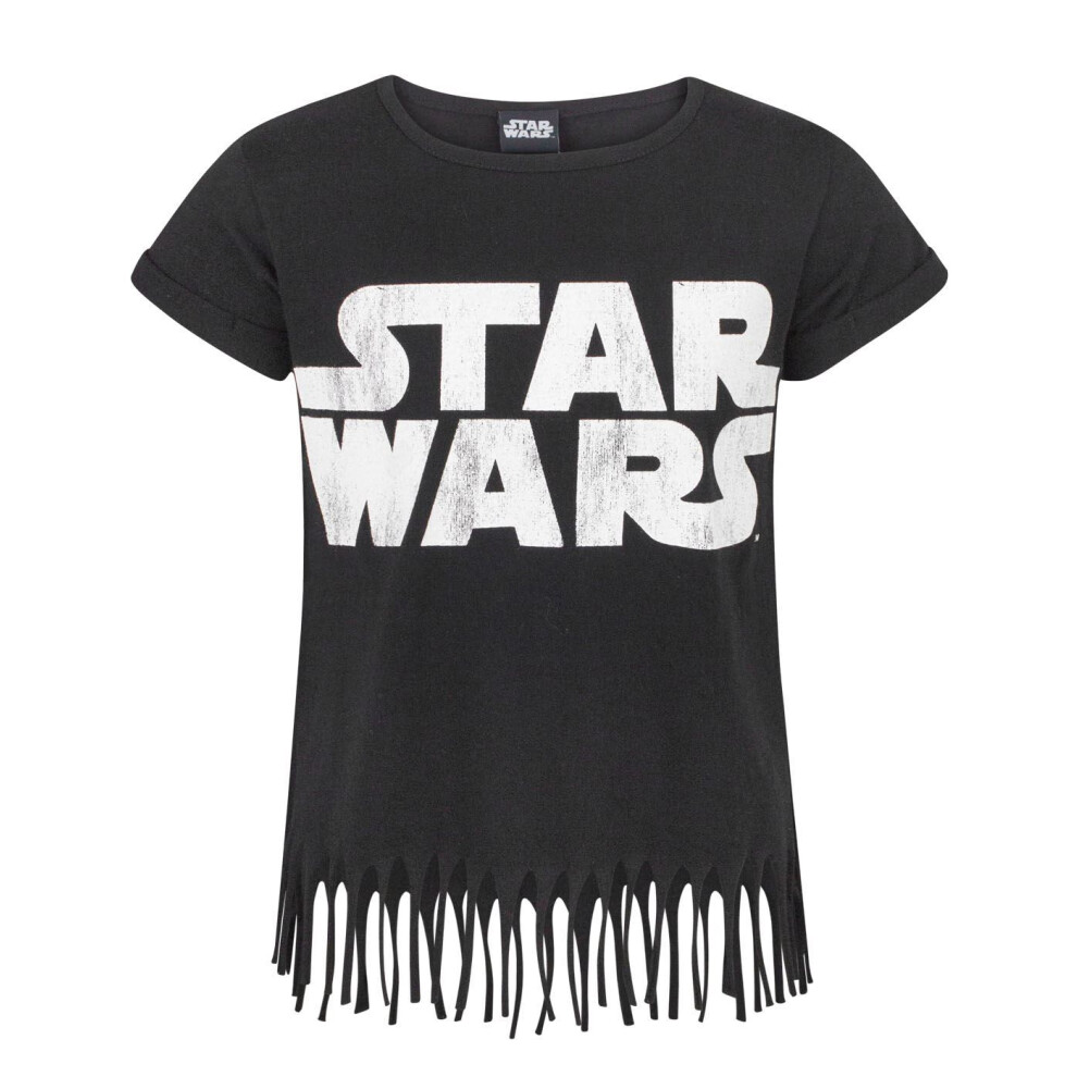 (11-12 Years) Star Wars Fringe Short Sleeved T-Shirt (Girls Black)