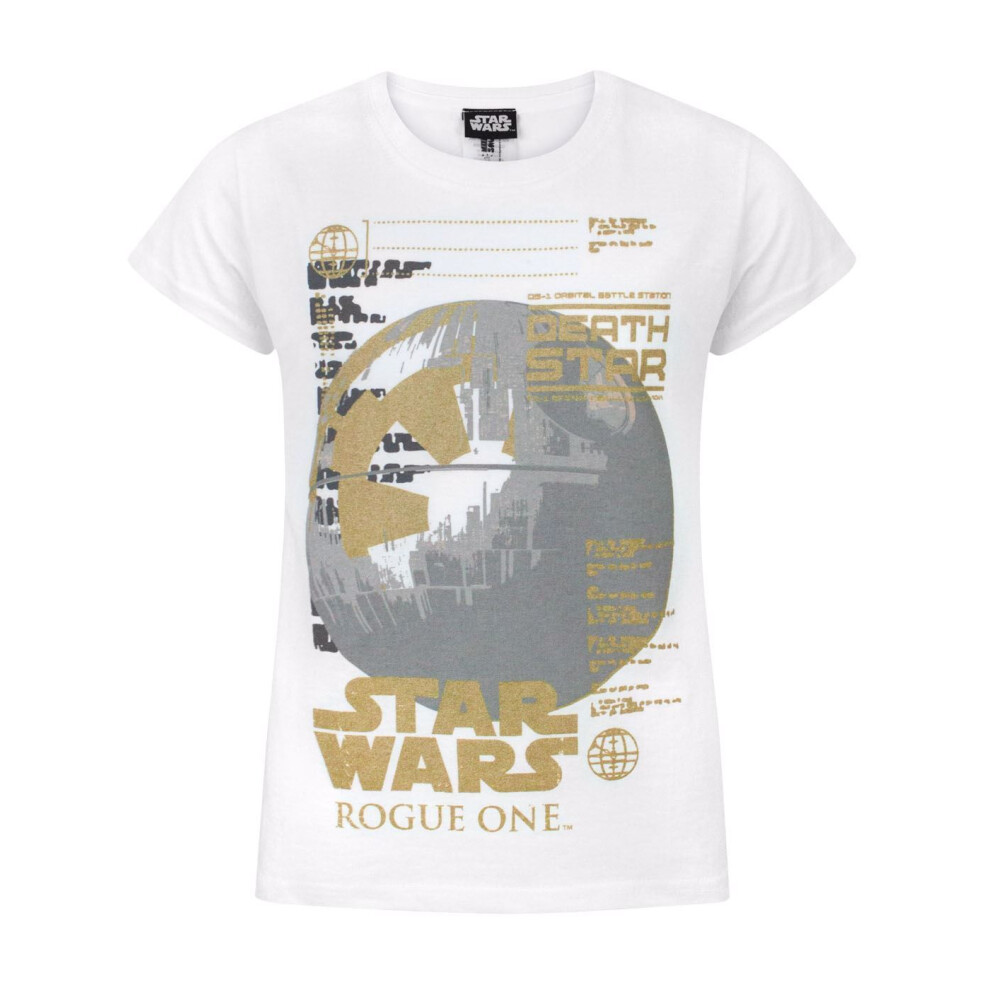 (11-12 Years) Star Wars Short Sleeved T-Shirt (Girls White)