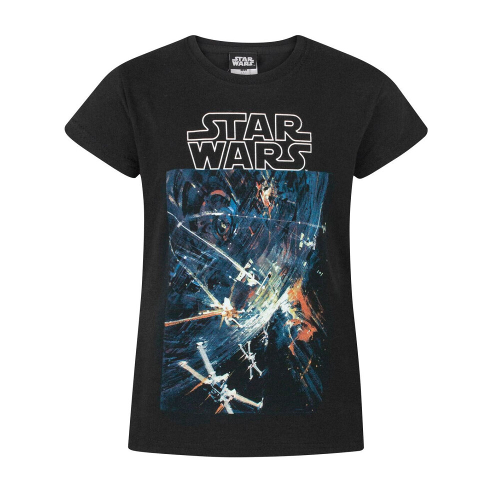 (5-6 Years) Star Wars Short Sleeved T-Shirt (Girls Black)