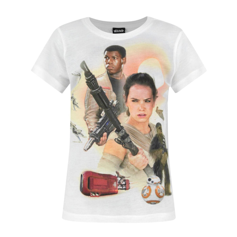 (3-4 Years) Star Wars Short Sleeved T-Shirt (Girls White)