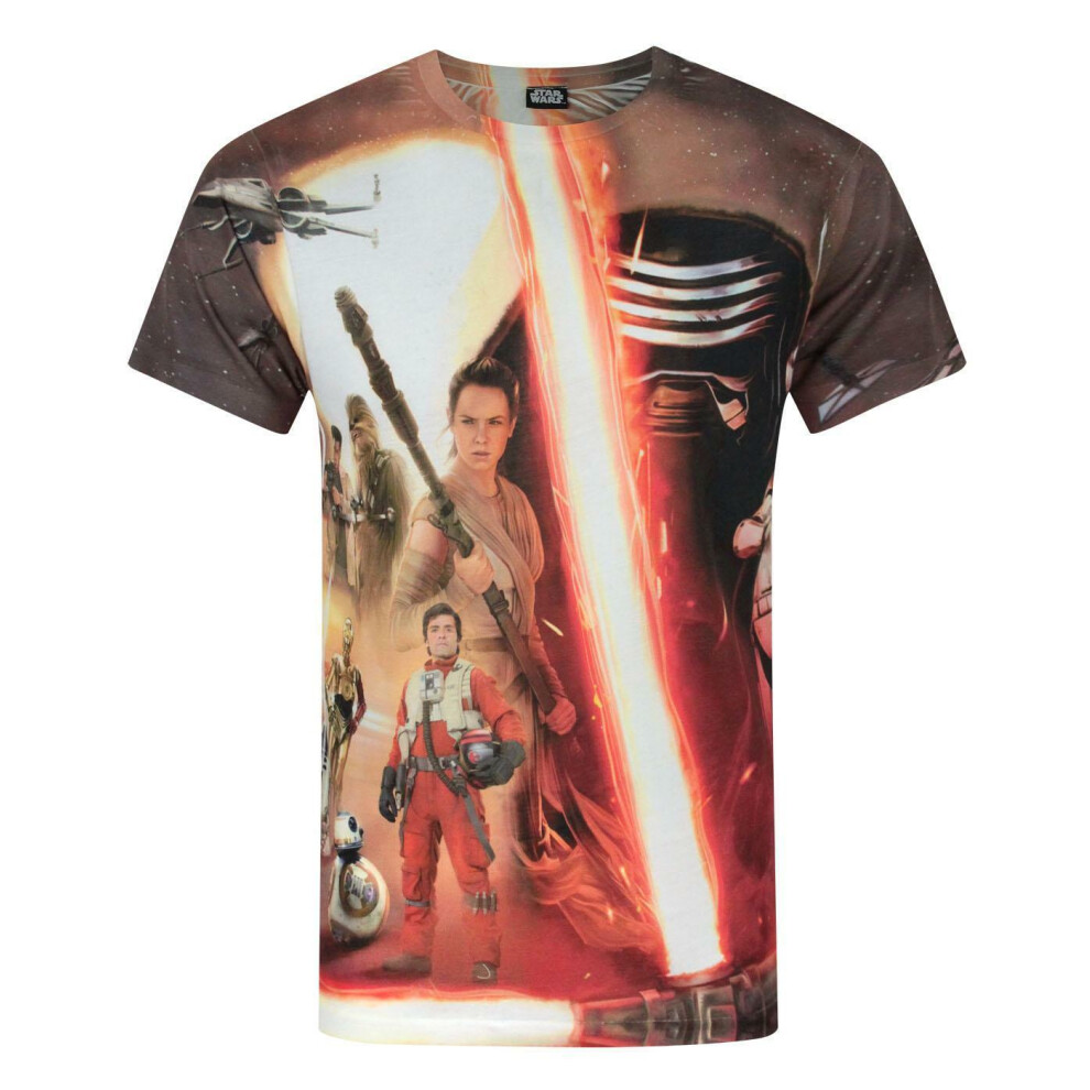 (Large) Star Wars Short Sleeved T-Shirt (Mens White)