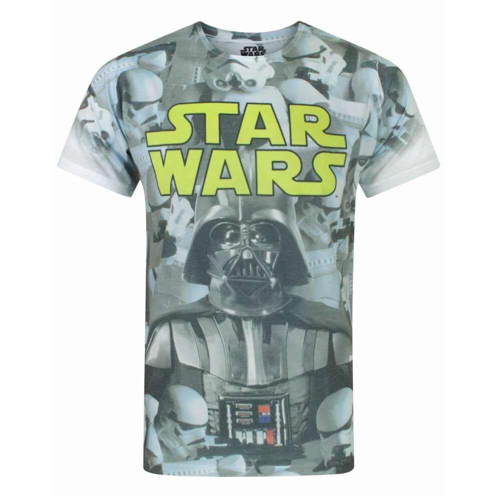 (Large) Star Wars Short Sleeved T-Shirt (Mens White)