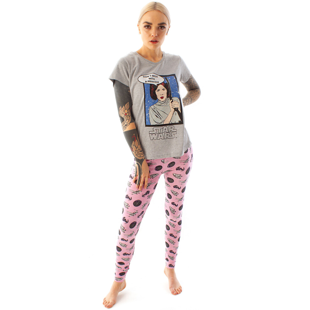 (Large) Star Wars T-Shirt and Lounge Pants (Womens Grey)