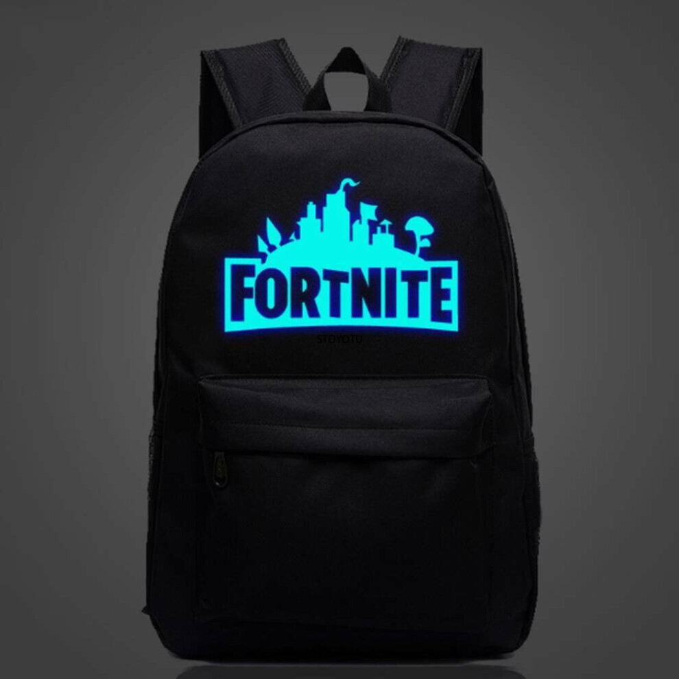 (Black) Luminous Fortnite Backpack | Glow In The Dark School Bag Backpack For Teenager Blue,Black
