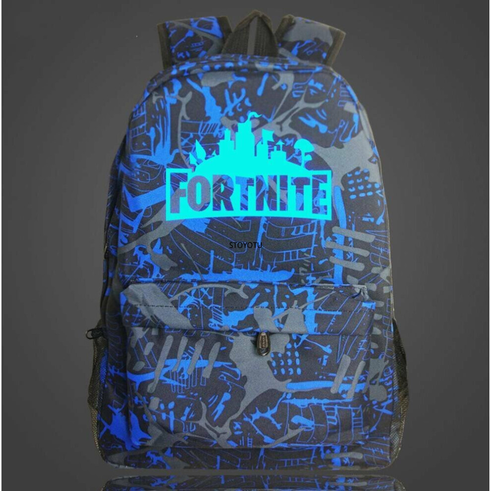 (Blue Graffiti) Luminous Fortnite Backpack | Glow In The Dark School Bag Backpack For Teenager