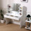 Living And Home Modern Hollywood Vanity Desk with Lighted Mirror 2