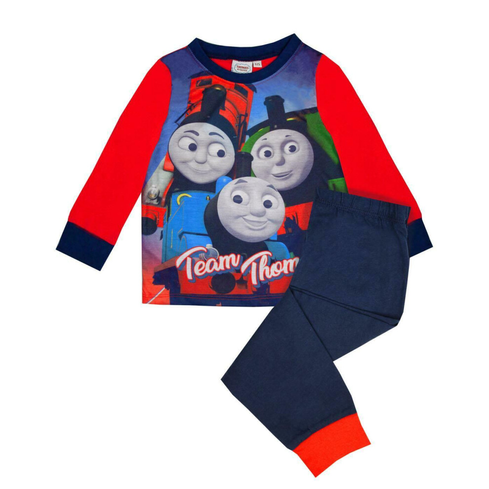 (18-24 Months) Thomas and Friends Long Sleeve Long Leg Pyjama Set (Boys Blue)