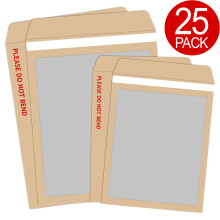 (25 Pack, A5 / C5 - 229mm x 162mm) PLEASE DO NOT BEND HARD CARD BOARD BACKED ENVELOPES MANILLA BROWN A4 A3 A5 C6 A6