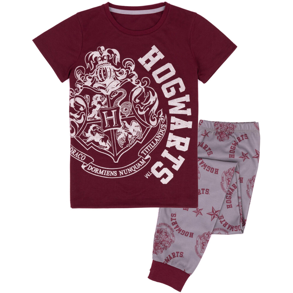 (11-12 Years) Harry Potter Short Sleeve Long Leg Pyjama Set (Girls Red)