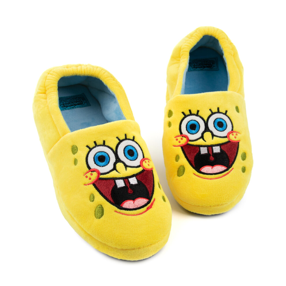 (4 UK) SpongeBob SquarePants Slip On Loafer Slippers (Unisex Kids Yellow)