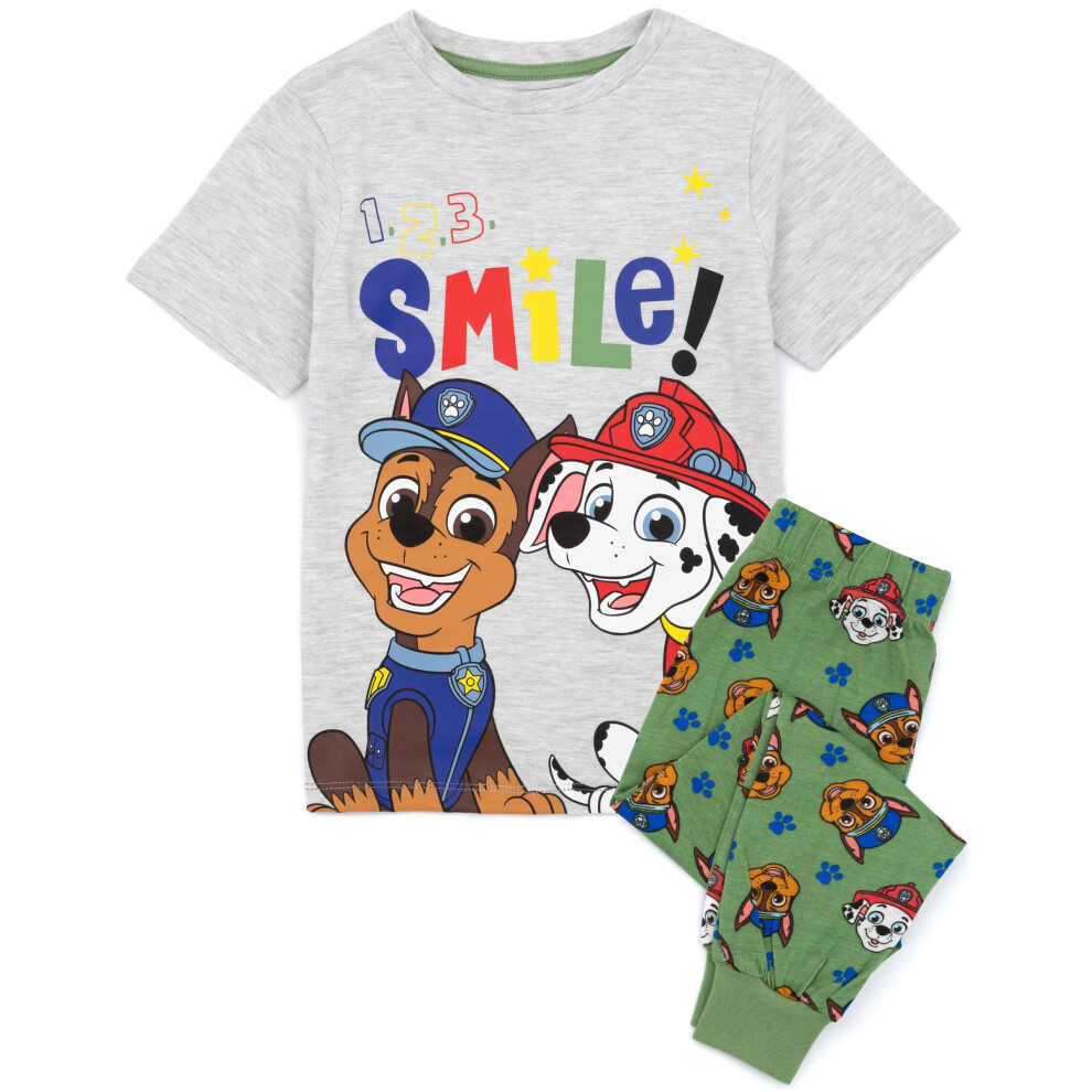 (6-7 Years) Paw Patrol Short Sleeve Long Leg Pyjama Set (Boys Grey)