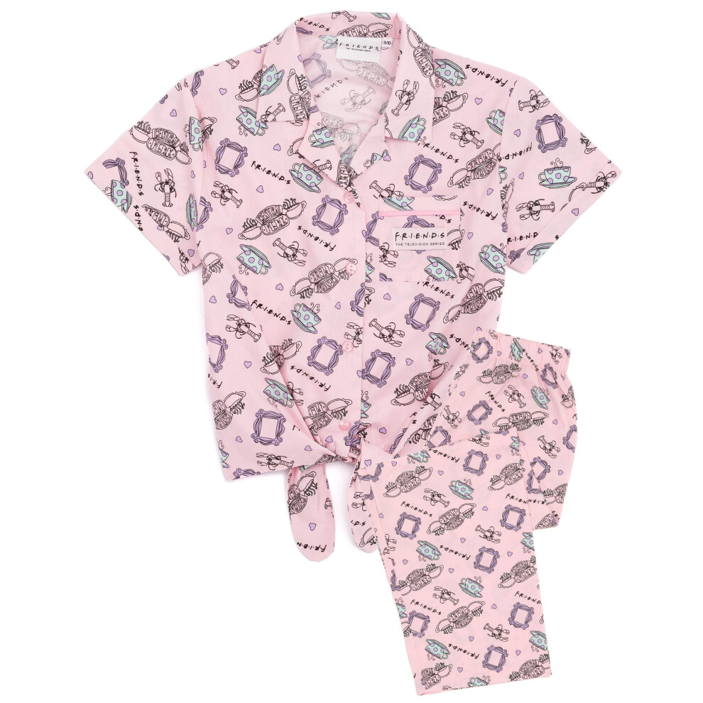 (8-9 Years) Friends Short Sleeve Long Leg Pyjama Set (Girls Pink)