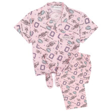 (11-12 Years) Friends Short Sleeve Long Leg Pyjama Set (Girls Pink)