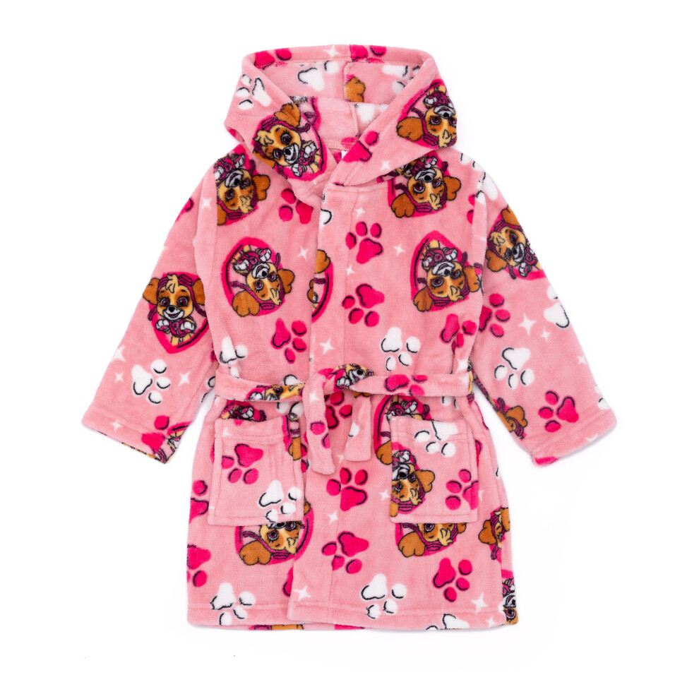 (4-5 Years) Paw Patrol Hooded Bathrobe (Girls Pink)