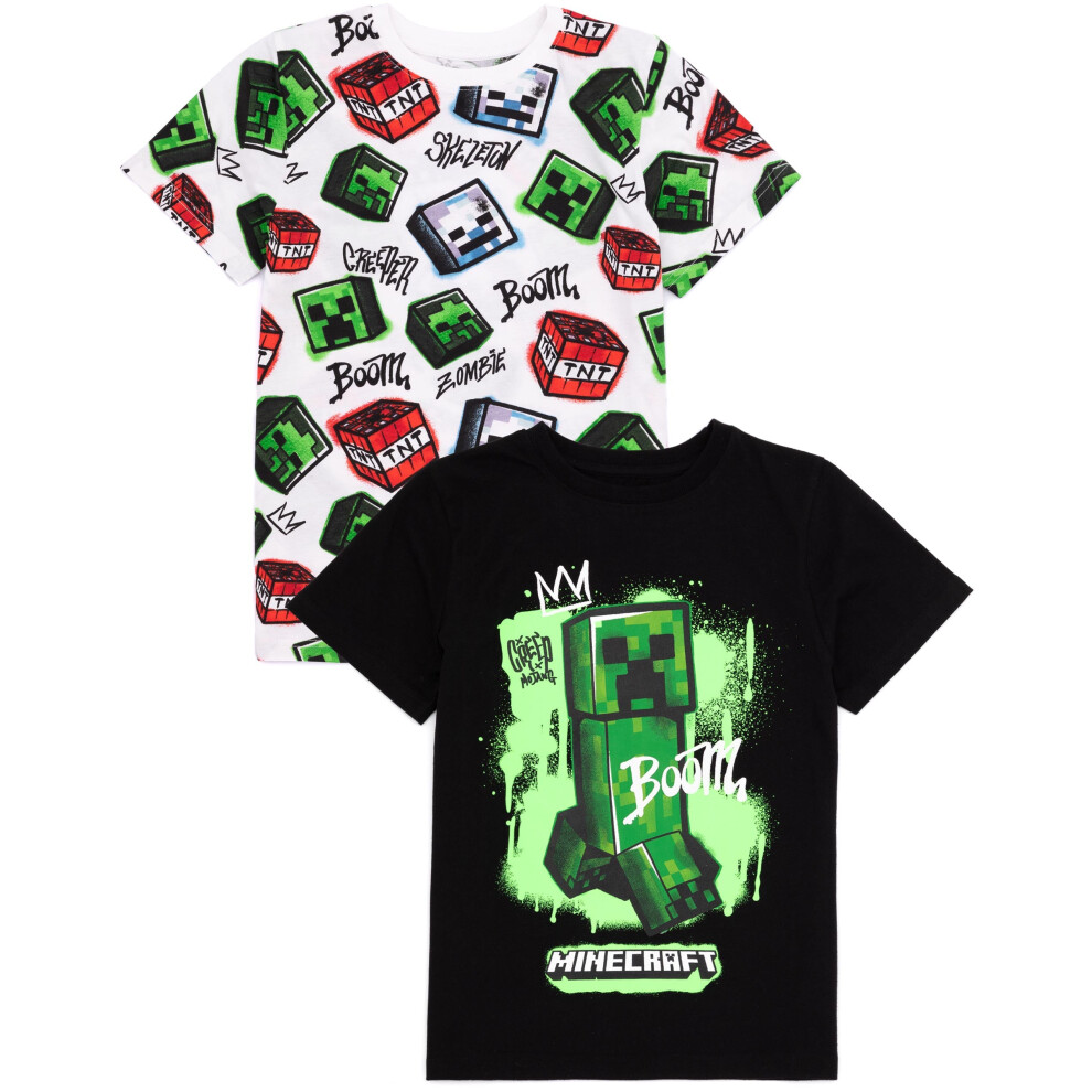 (11-12 Years) Minecraft Multi-Pack of 2 Short-Sleeved T-Shirts (Boys Multicoloured)