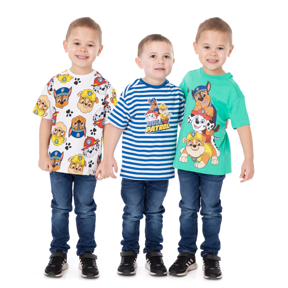 (6-7 Years) Paw Patrol Multi-Pack of 3 Short-Sleeved T-Shirts (Boys Multicoloured)