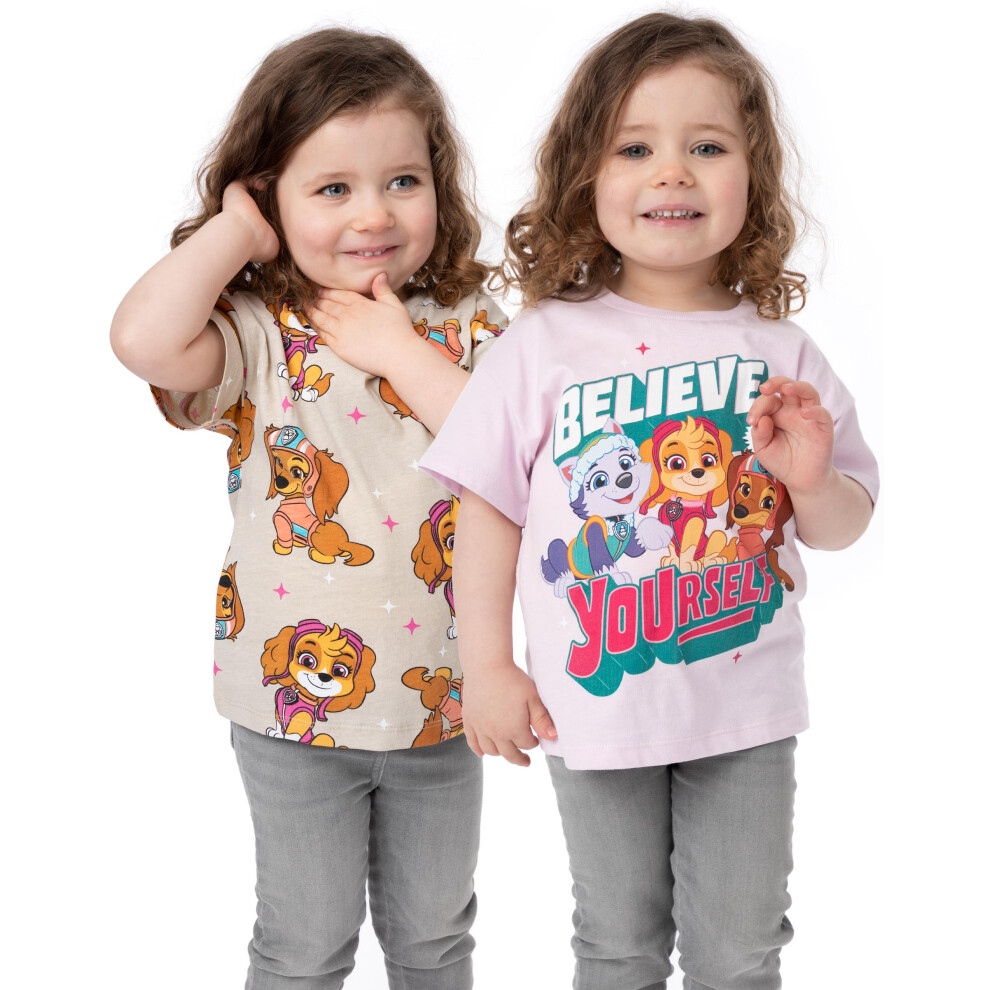 (5-6 Years) Paw Patrol Multi-Pack of 2 Short-Sleeved T-Shirts (Girls Multicoloured)