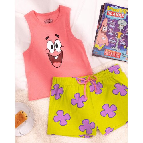 SpongeBob SquarePants (Medium) SpongeBob SquarePants Vest and Shorts Pyjama Set (Womens Pink) 1