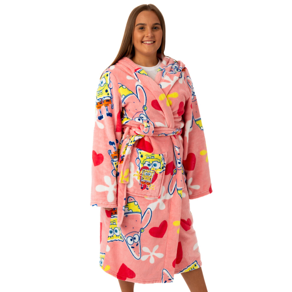 (Small) SpongeBob SquarePants Hooded Bathrobe (Womens Pink)