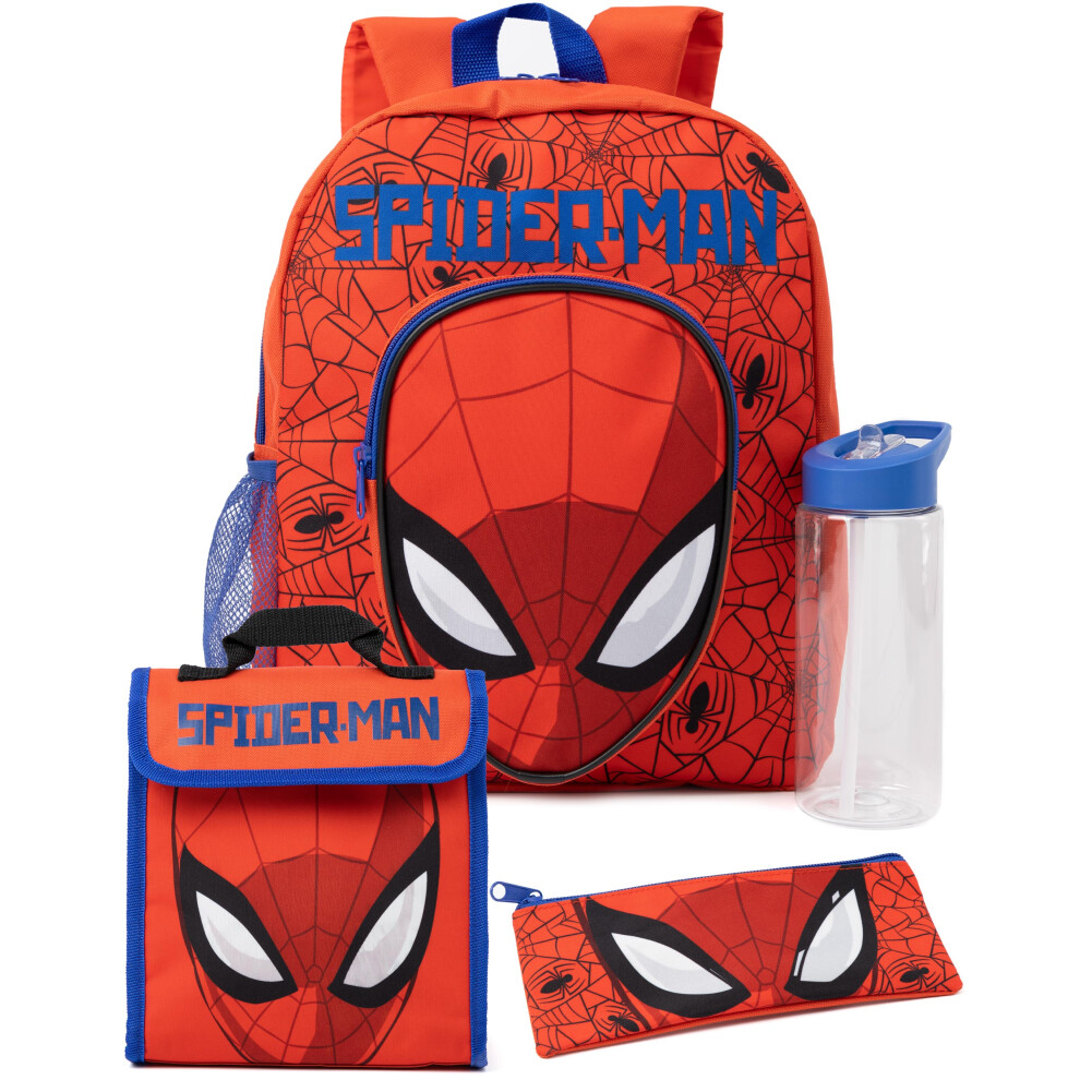 Spiderman 4 Piece Backpack Set (Unisex Kids Red)