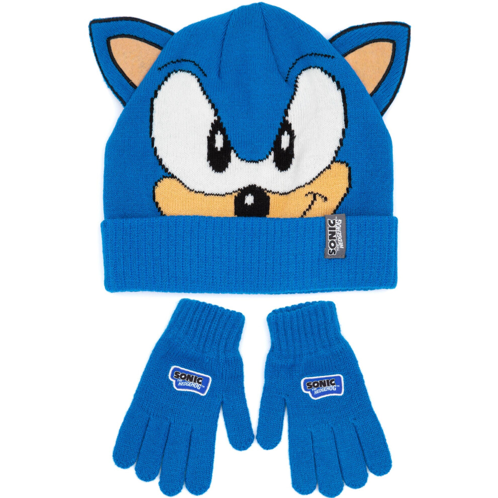 Sonic the Hedgehog Beanie and Gloves Set (Boys Blue)