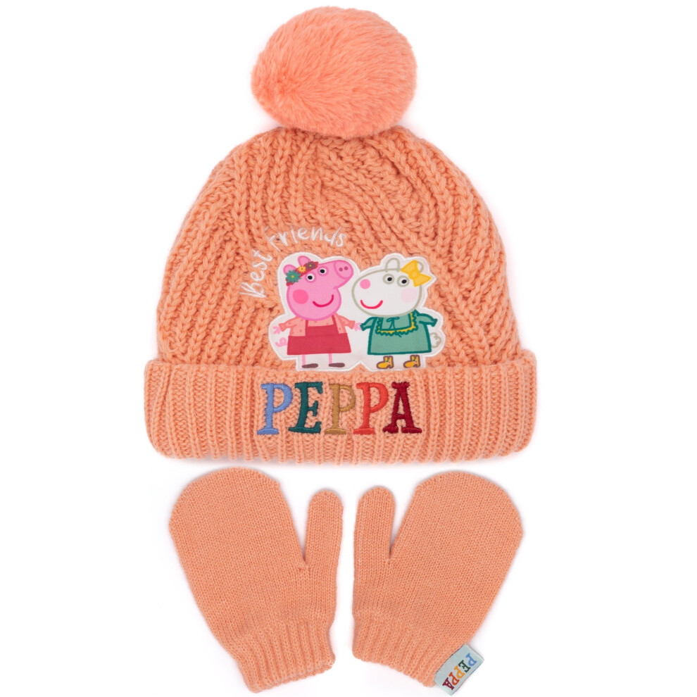 Peppa Pig Beanie and Gloves Set (Girls Orange)