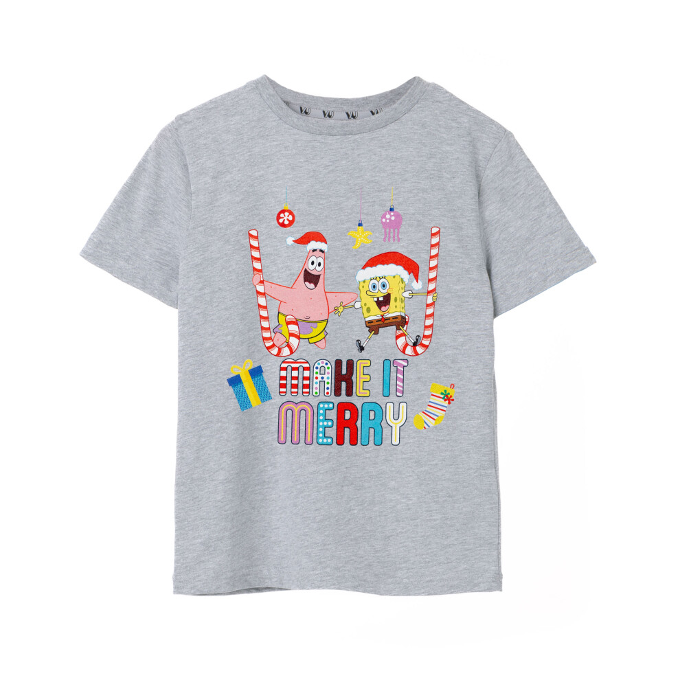 (5-6 Years) SpongeBob SquarePants Short Sleeved T-Shirt (Unisex Kids Grey)