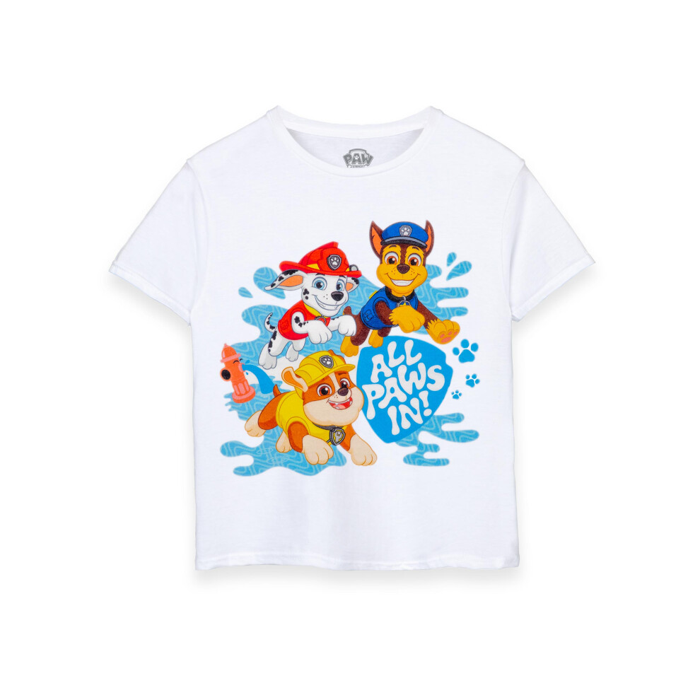 (7-8 Years) Paw Patrol Short Sleeved T-Shirt (Unisex Kids White)