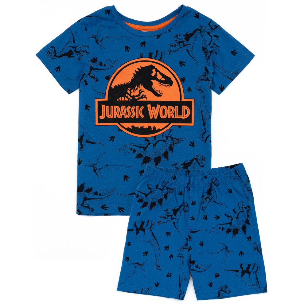 (7-8 Years) Jurassic World Short Sleeve Short Leg Pyjama Set (Boys Blue)