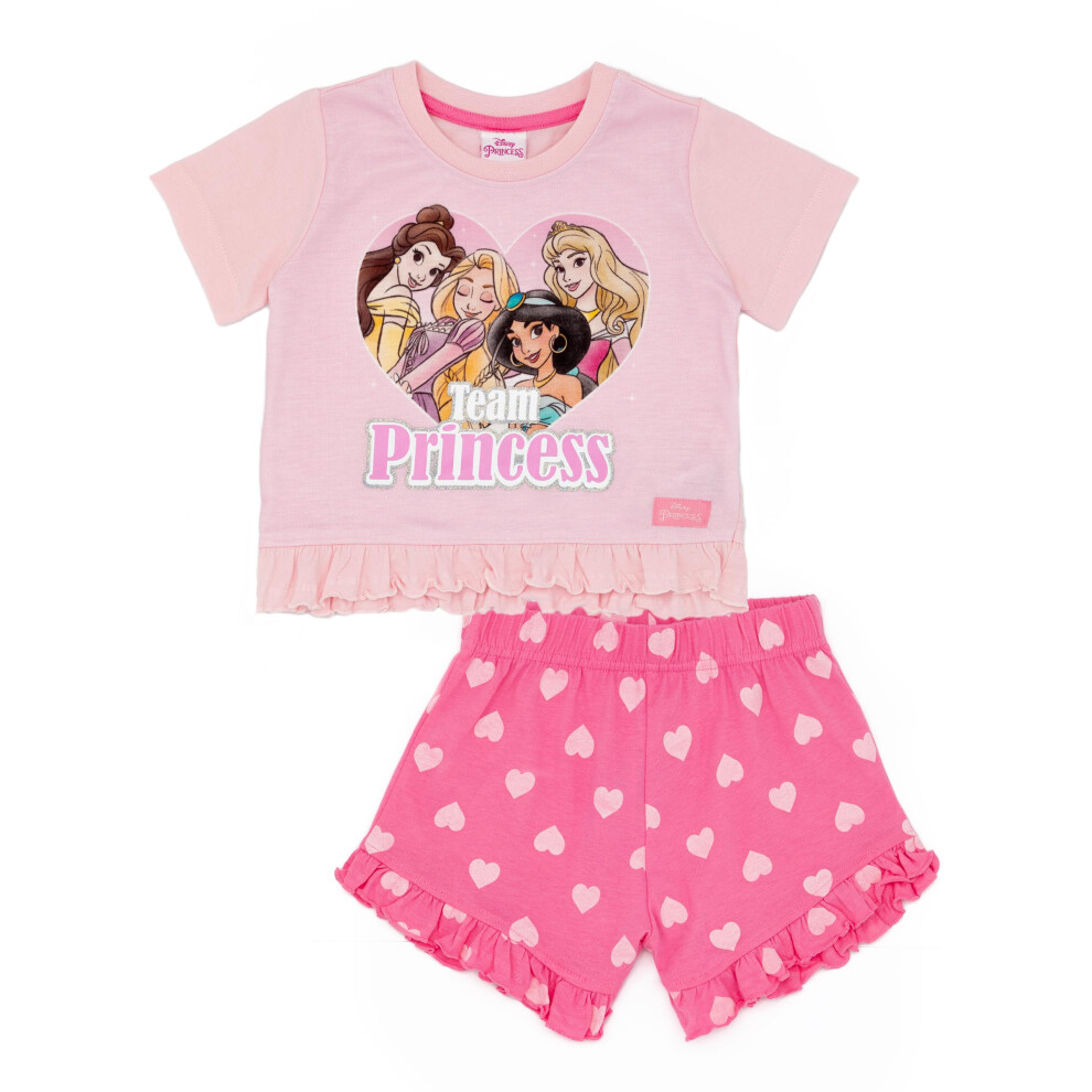 (2-3 Years) Disney Princess Short Sleeve Short Leg Pyjama Set (Girls Pink)