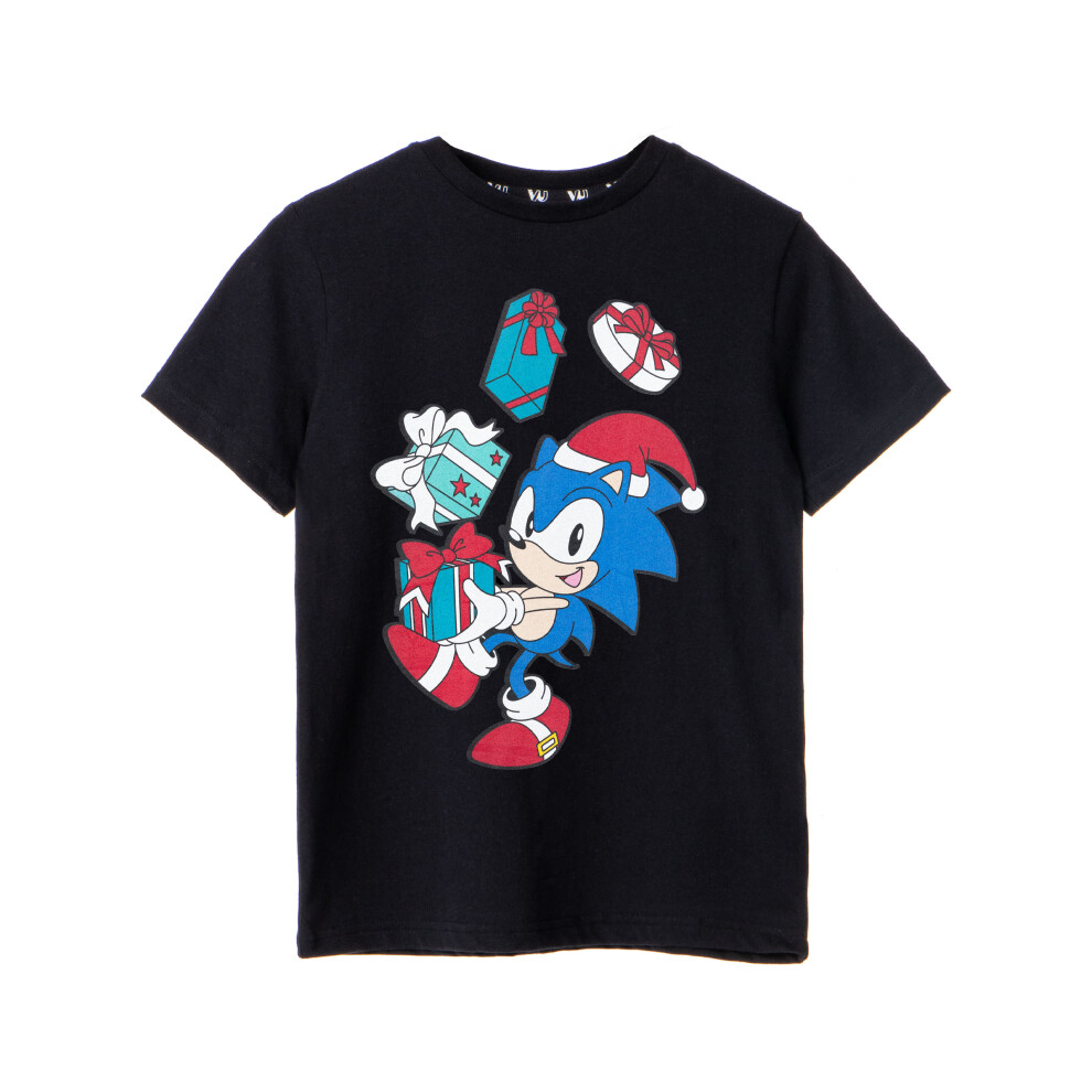 (11-12 Years) Sonic the Hedgehog Short Sleeved T-Shirt (Boys Black)