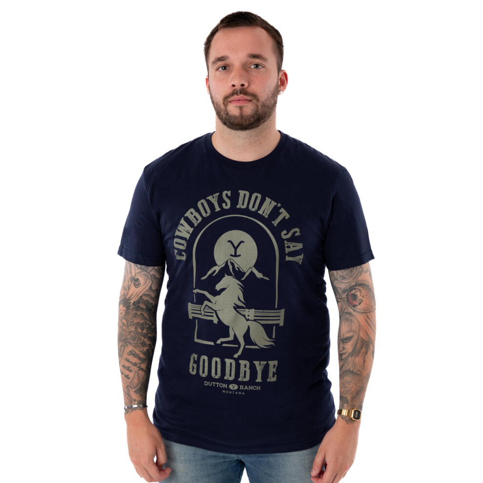 (X-Large) Yellowstone Short Sleeved T-Shirt (Mens Blue)