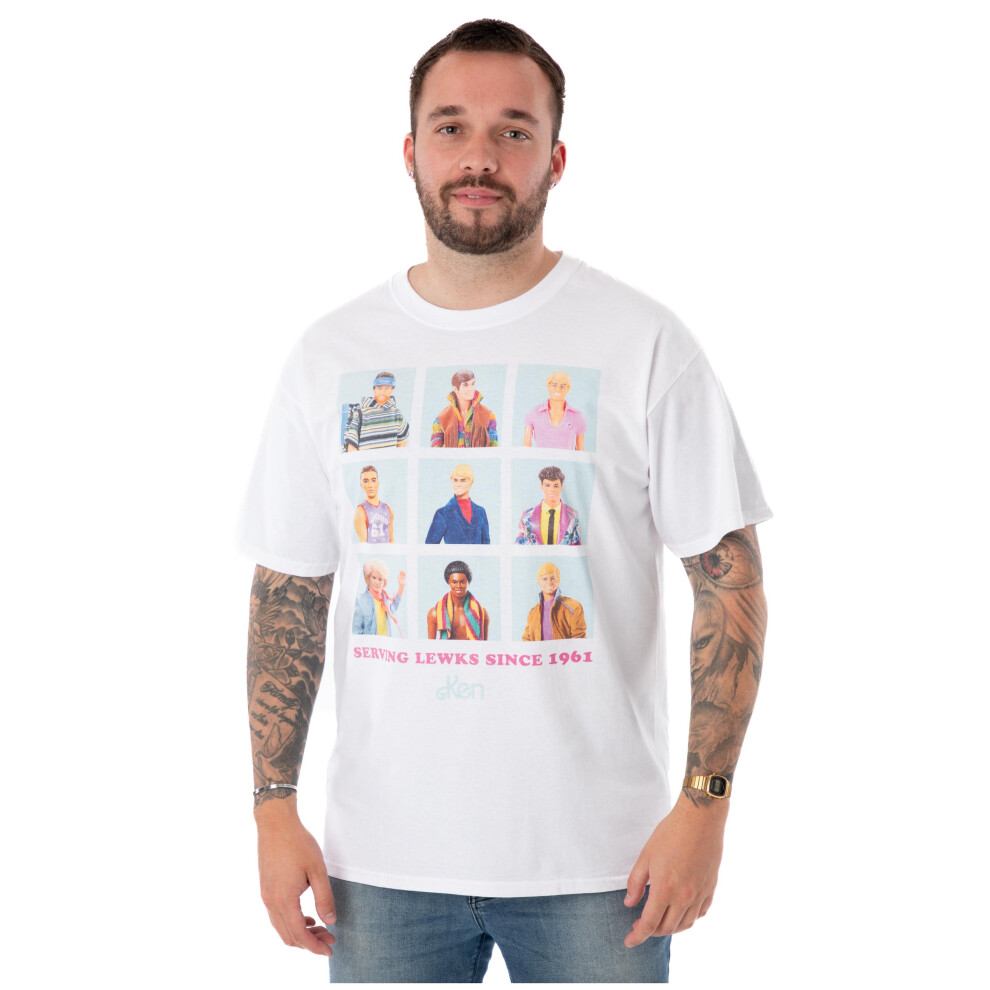 (Large) Barbie Short Sleeved T-Shirt (Mens White)