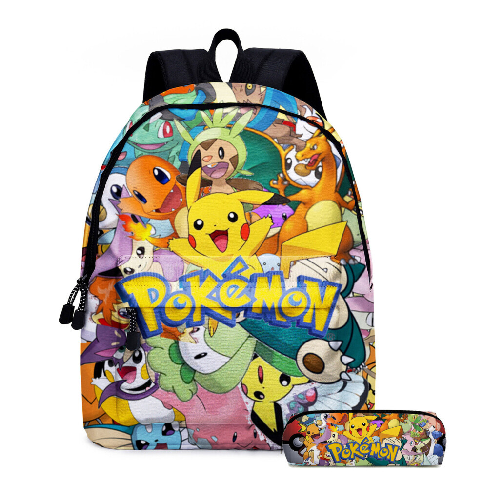 (09, 3PCS) PokÃ©mon Pikachu Backpack Lunch Bag Pencil Case Set Kids Gift Student School Bag Travel Rucksack