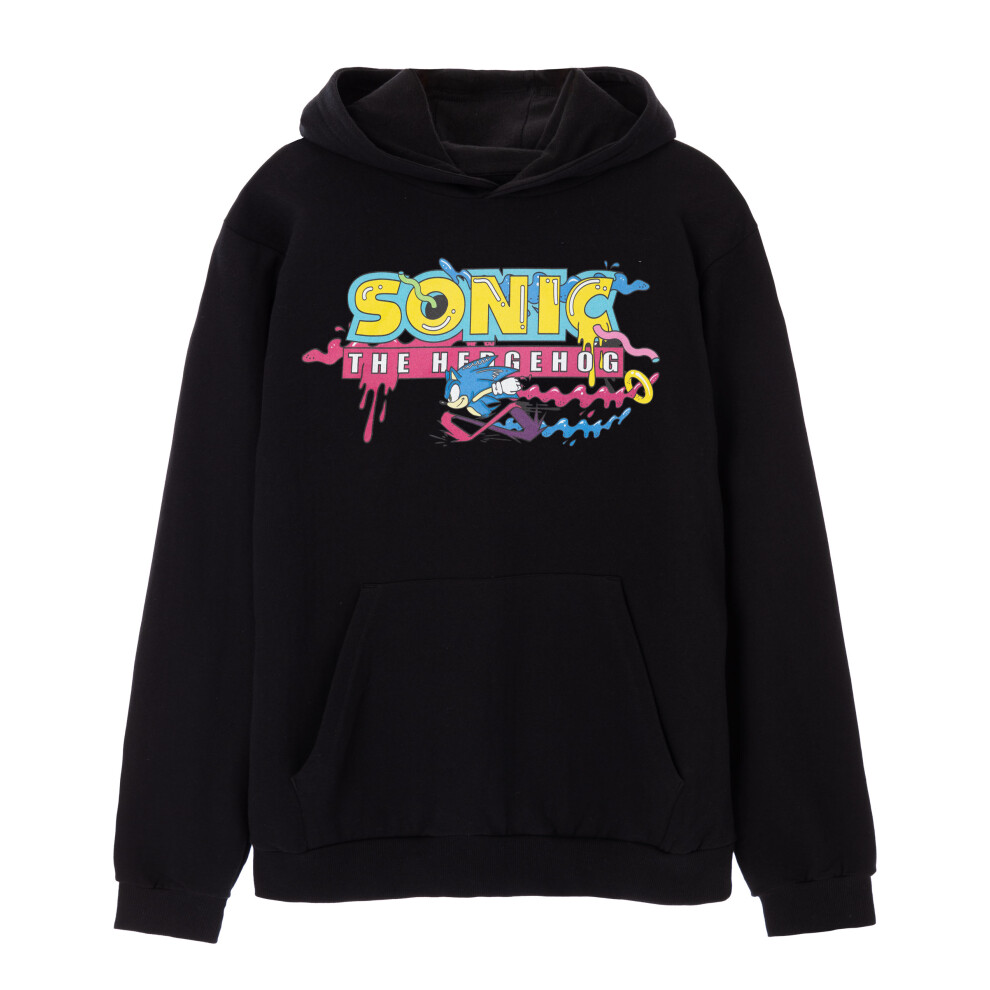 (Large) Sonic the Hedgehog Hoodie (Mens Black) 