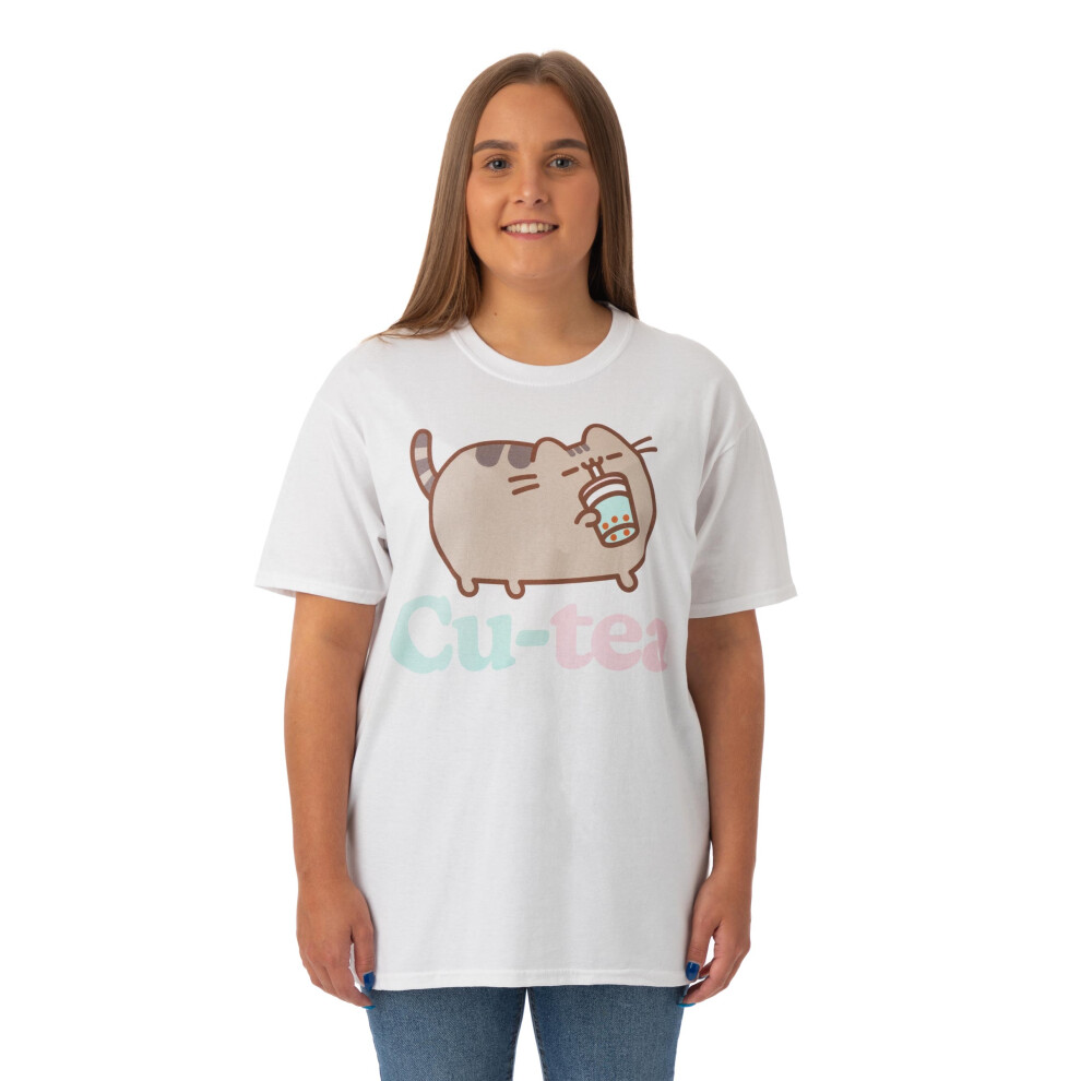 (X-Large) Pusheen Short Sleeved T-Shirt (Womens White)-image-OPC-PDQWCYS-NEW