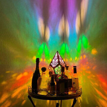 Colorful floor standing wooden lamp - Bohemian Light wooden USB version
