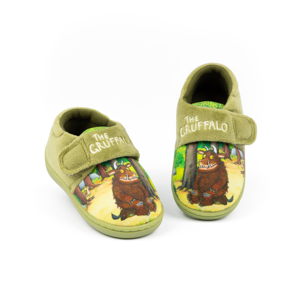 (10 UK) Gruffalo & Friends Velcro Loafer Slippers (Unisex Kids Green)