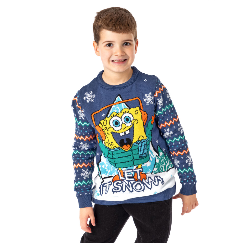 (9-10 Years) SpongeBob SquarePants Sweatshirt (Unisex Kids Blue)