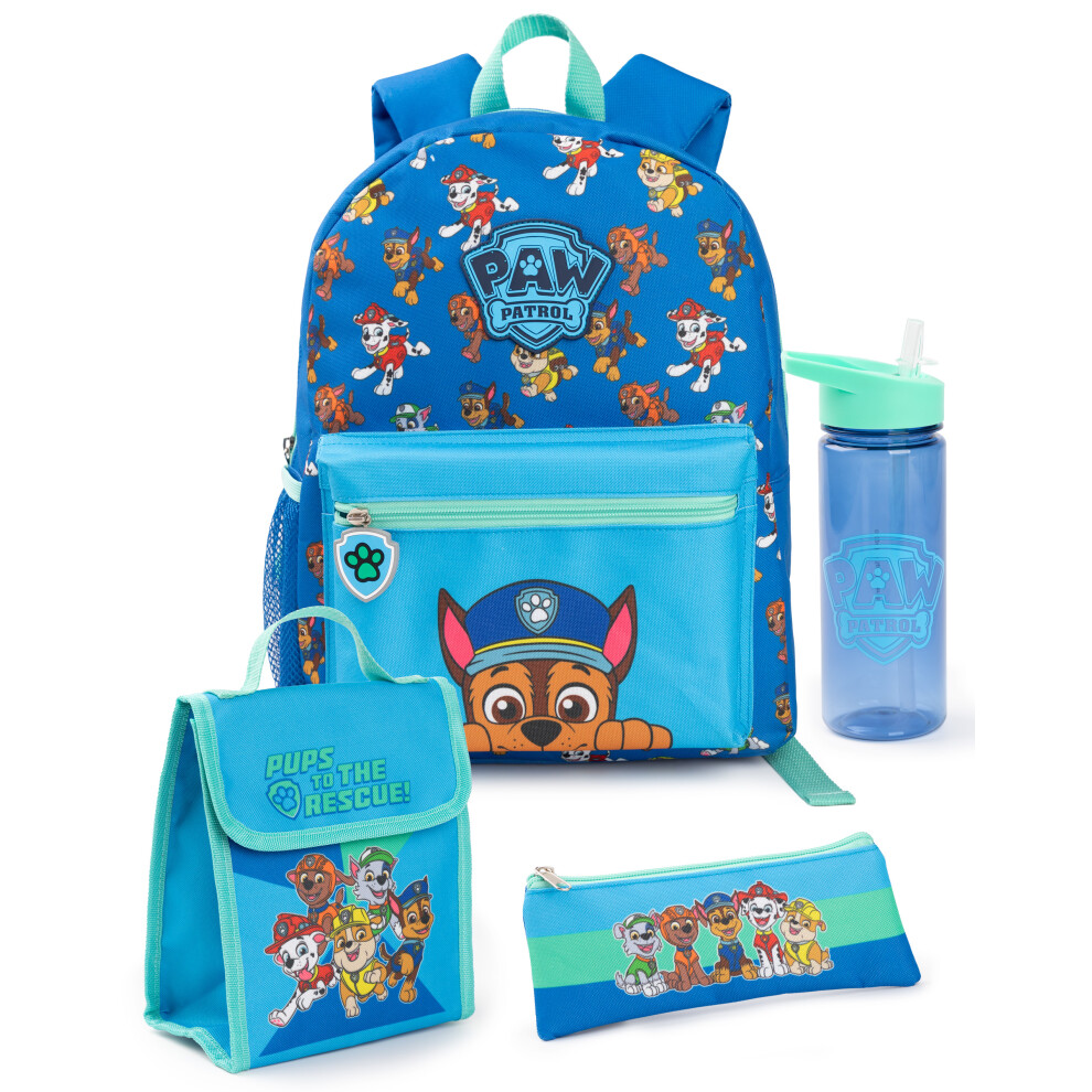 Paw Patrol 4 Piece Backpack Set (Unisex Kids Blue)