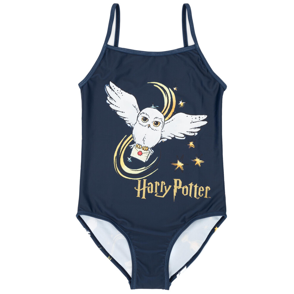 (8-9 UK Child) Harry Potter 1 Piece Swimming Costume (Girls Blue)