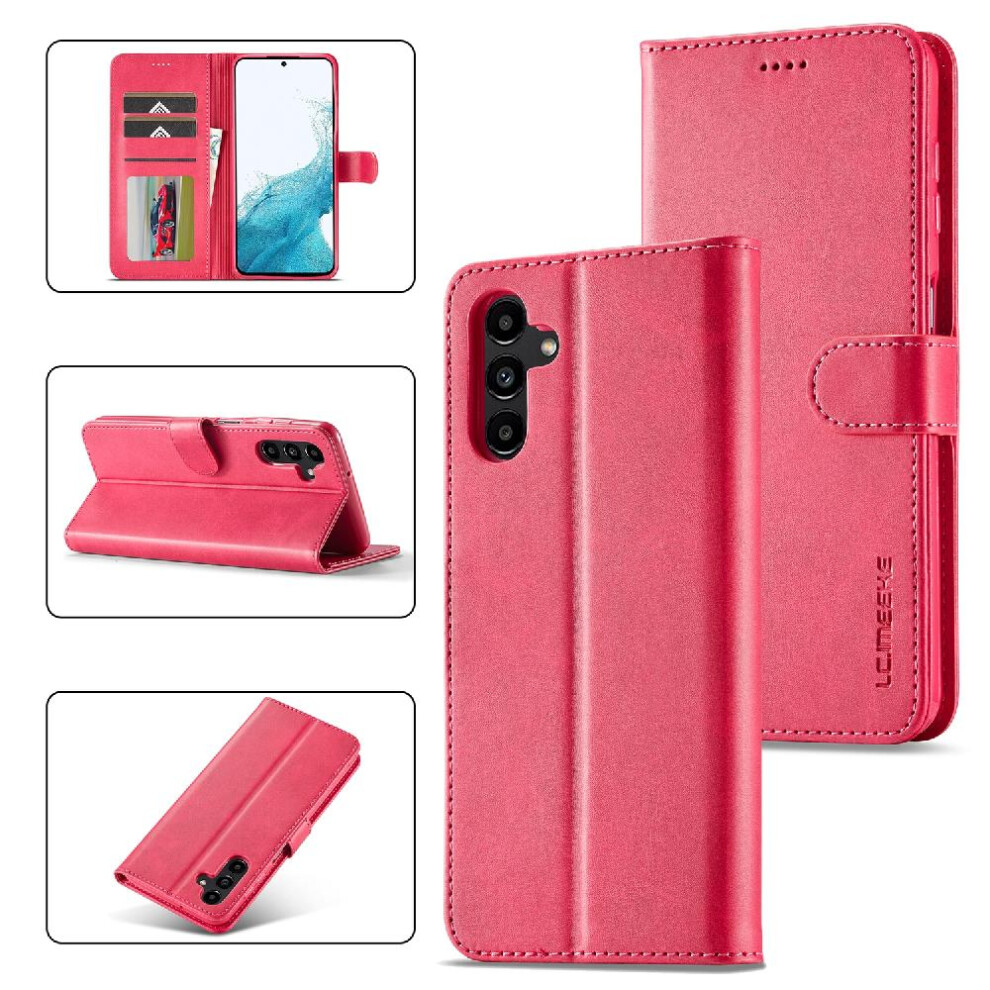 (Red) Case For Samsung Galaxy S23 Fe 5G Card Slots Wallet With Holder Calf Texture Horizontal Flip Leather Case Red 764762617981