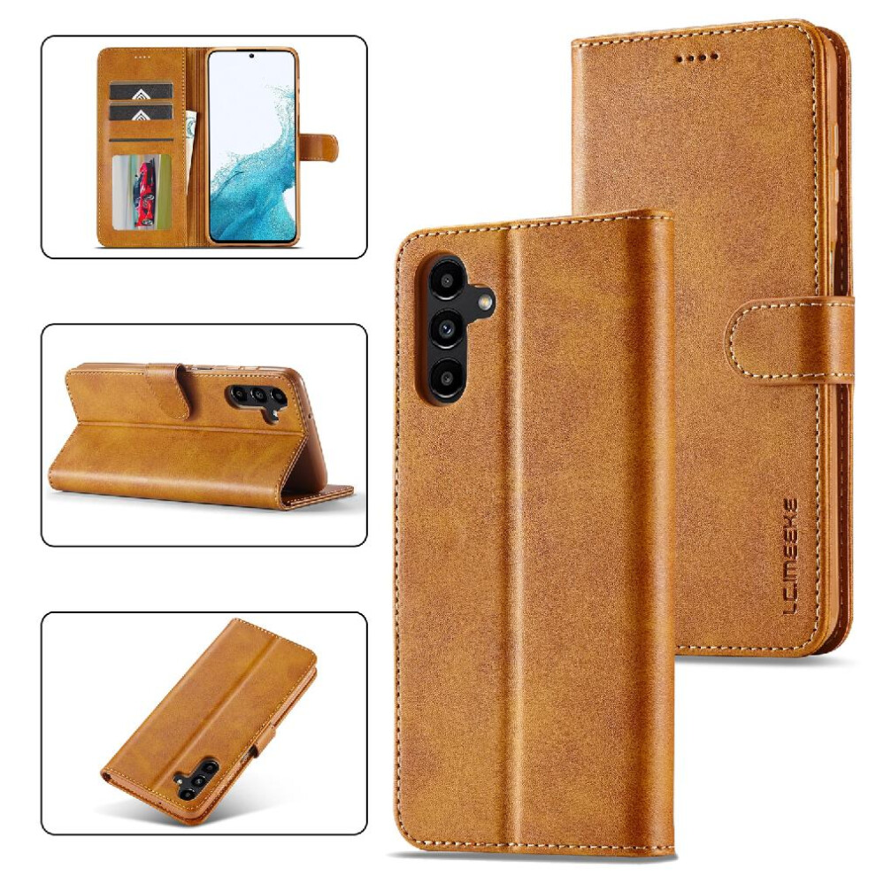 (Yellow) Case For Samsung Galaxy S23 Fe 5G Card Slots Wallet With Holder Calf Texture Horizontal Flip Leather Case Yellow 764762618025