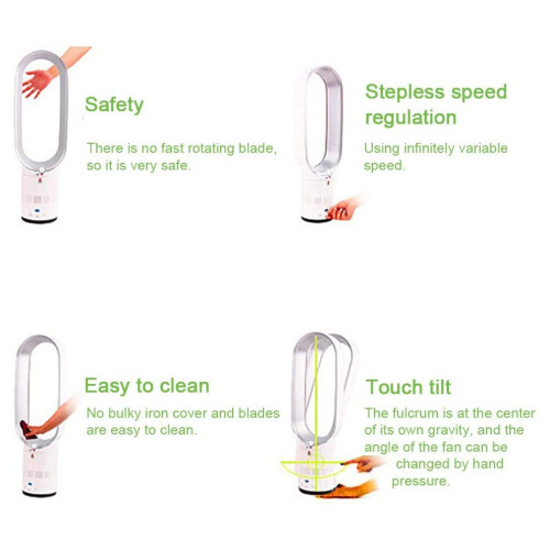 (16 Inch Sliver) Bladeless Tower Fan with Timer & Remote Control 2