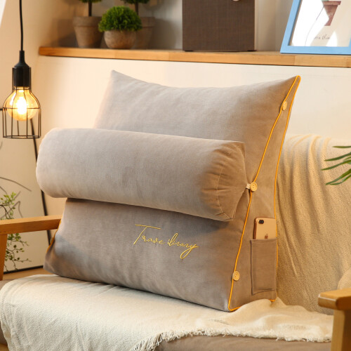 (light gray) Soft Plush Wedge Sofa Bed Back Rest Reading Pillow,Back Support Pillow For Bed