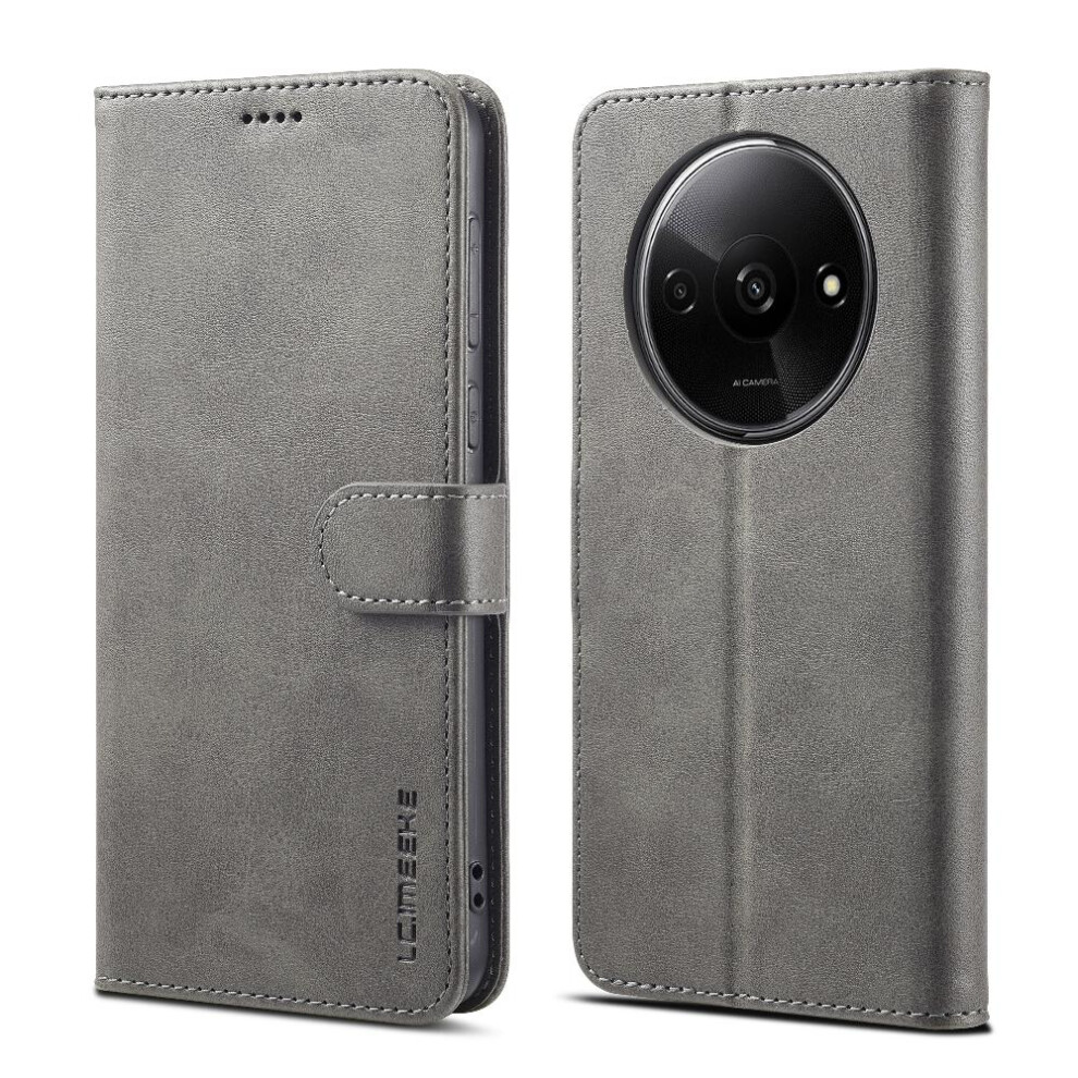 ( ) Case For Xiaomi Redmi A3 With Holder Calf Texture Horizontal Flip Leather Case Card Slots Wallet Gray 764762618360