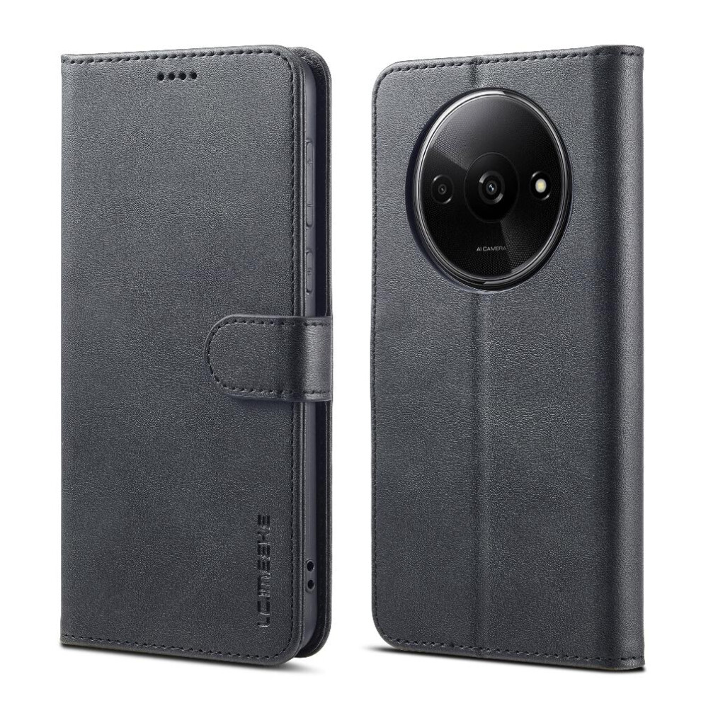 (Black) Case For Xiaomi Redmi A3 With Holder Calf Texture Horizontal Flip Leather Case Card Slots Wallet Black 764762618353