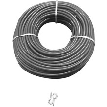 Silver Curtain Wire 1m or 100cm or 39 inches + 2Hooks + 2Eyes