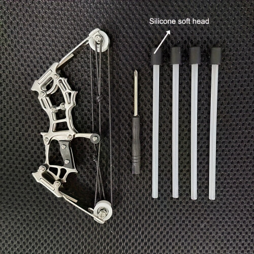 (Silvery) 1pc Mini Compound Bow And Arrow Set For Target Catching, Game Pocket Bow, Survival Bow, Arrow Gift