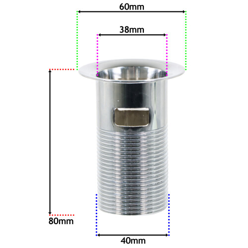 SPARES2GO Chrome Slotted Sink Basin Bathroom Kitchen Waste Chain Stay Plug (1 1/4") 1